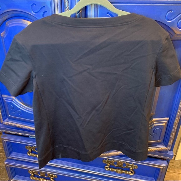 Adrianna Papell Blouse Top Black Short Sleeve Small - Picture 2 of 4